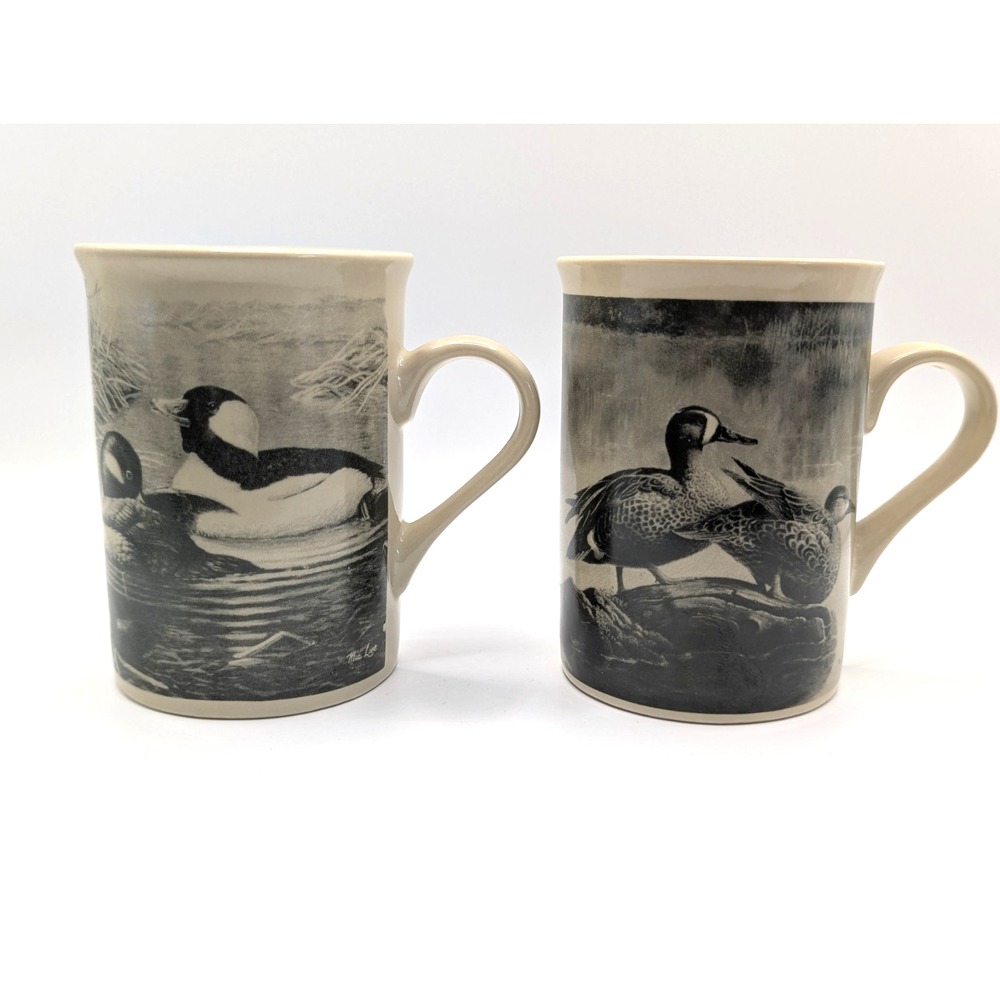 Field & Stream Duck Coffee Mugs Set of 2 Waterfowl Hunting Ceramic Cups 4in